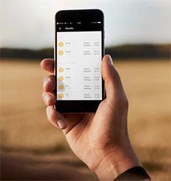 Смартфон с приложением GrainSense Mobile